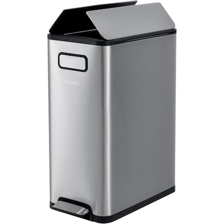 Global Industrial Rectangular Step On Trash Can, 12 Gallon, Brushed Stainless Steel 641593SS